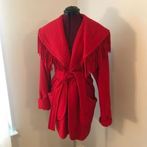 90’s Red fringe coat